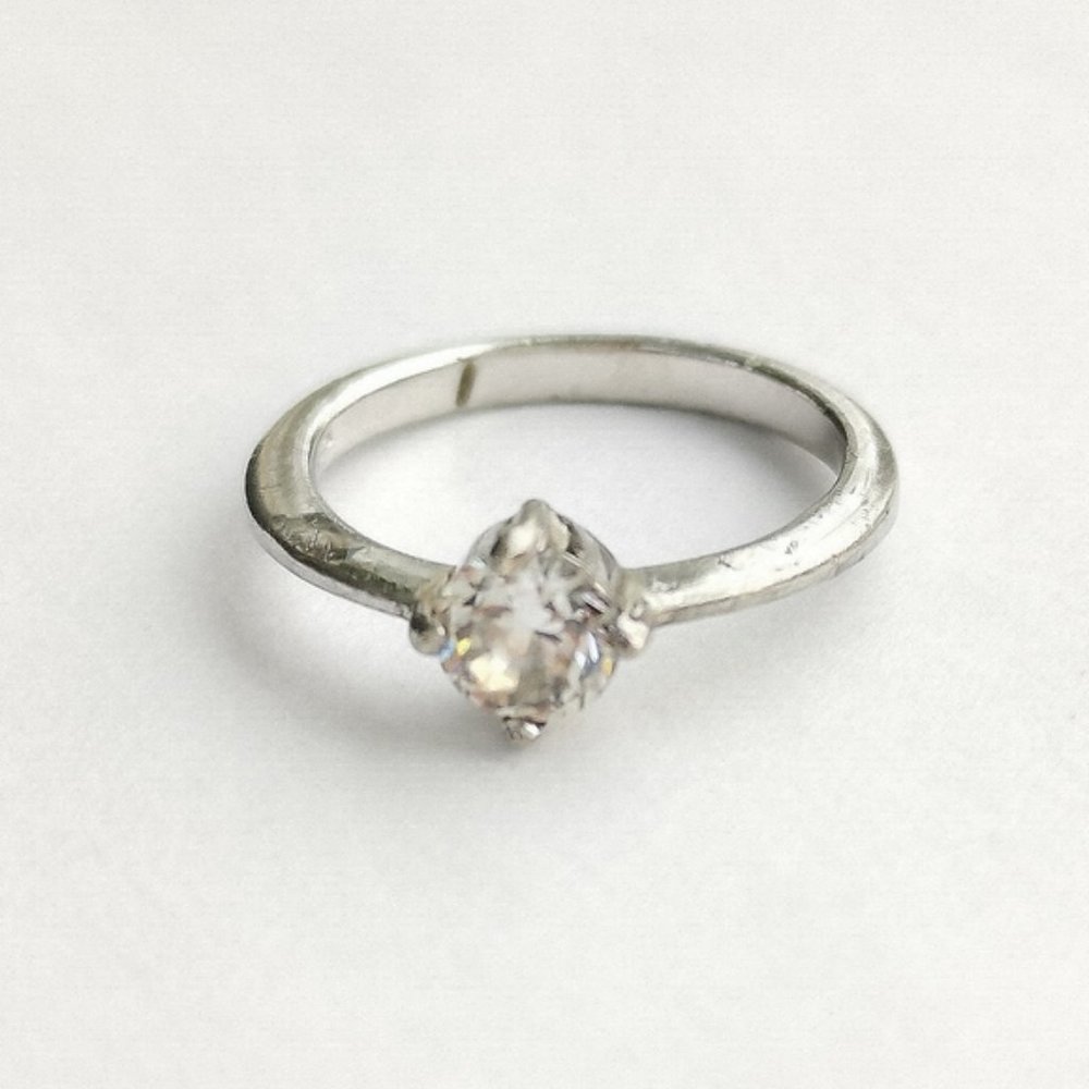 Vintage 60s ring White Topaz sterling silver size 5